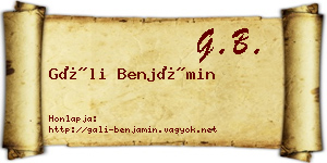 Gáli Benjámin névjegykártya